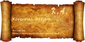 Korponai Alfonz névjegykártya